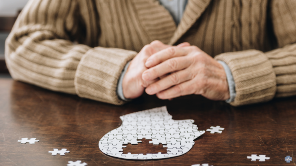 Dementia patient with puzzle