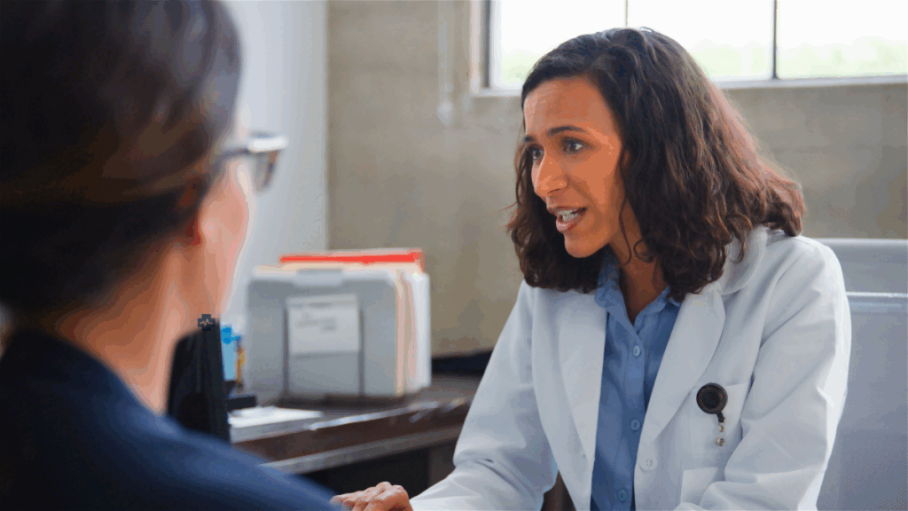 women GP with patient