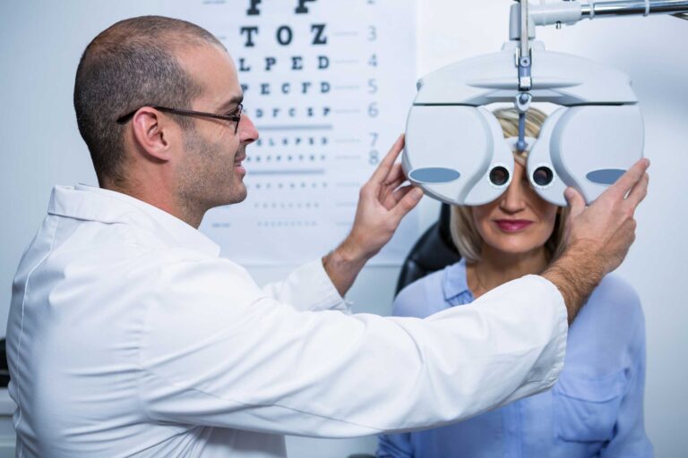 Eye examination in clinic