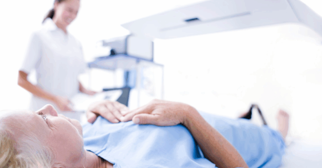 An image showing a woman getting a scan as part of an executive health screening