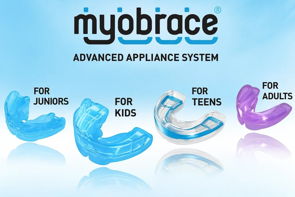 image showing the different myobrace retainers